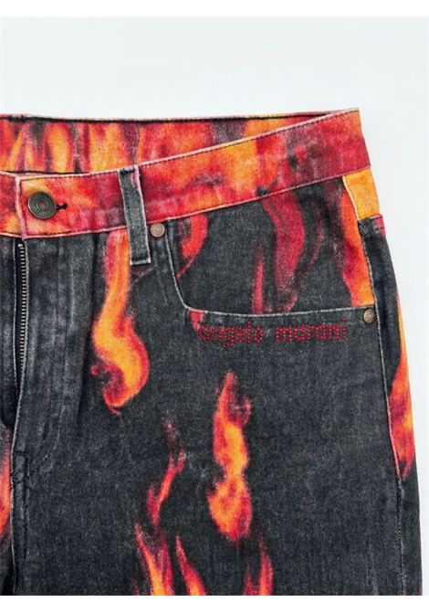 Jeans Vintage Angelo Marani Denim Nero con Stampa Fiamme e Strass Rossi ANGELO MARANI | A5.7729.202020